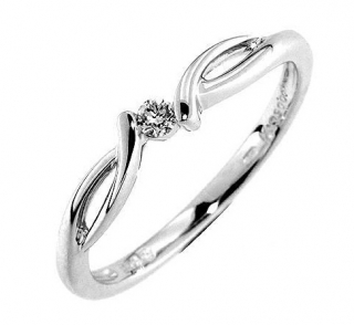 Prsten s diamantem, bílé zlato 386-0703, Gems Manon