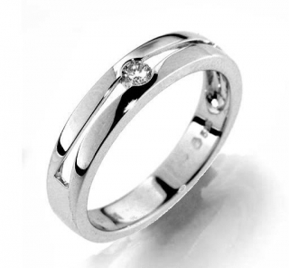 Prsten s diamantem, bílé zlato 386-1190 elegantní Gems Afra