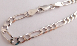 Klenoty Budín Pánský mohutný stříbrný rhodiovaný řetěz (řetízek) 60cm FIGARO šíře3,5mm 925/1000 10,05gr 030239000040