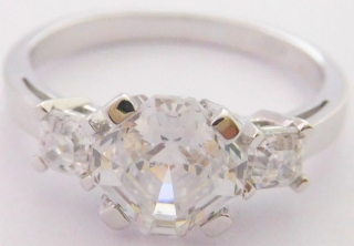 Klenoty Budín Mohutný zlatý zásnubní prsten z bílého zlata 585/2,54gr vel.55 HK1038