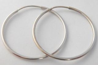 Klenoty Budín Velké hladké zlaté kruhy z bílého zlata 30mm/3,0cm 585/0,99gr H025