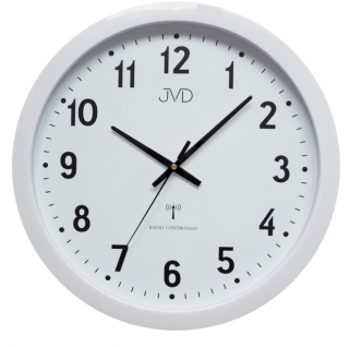 Bílé kulaté rádiem řízené velké hodiny JVD RH652 - průměr 40cm