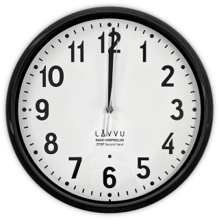 LAVVU Černé hodiny Accurate Black řízené rádiovým signálem - 3 ROKY ZÁRUKA! ⌀30cm LCR3020