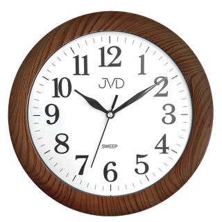 JVD Nástěnné tiché netikající hodiny JVD HX2149.3 v imitaci dřeva