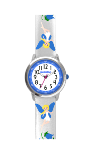 Stříbrné třpytivé dívčí hodinky s modrými vílami CLOCKODILE FAIRIES CWG5083