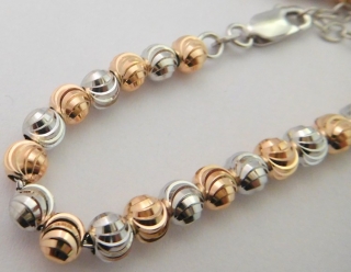 Mohutný stříbrný gravírovaný řetízek (kuličky) - bicolour 42+3cm 925/14,89gr 030882500003