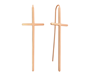 Luxusní pozlacené rose gold stříbrné náušnice MINET KŘÍŽE JMAS0063RE00