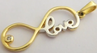 Klenoty Budín Krásný zlatý přívěsek LOVE pro zamilované se zirkonem 585/1,12gr H595