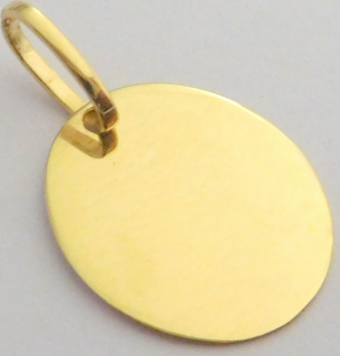 Klenoty Budín Zlatý přívěsek ze žlutého zlata - oválek k možné rytině 585/0,80gr HK3046