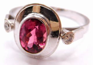 Klenoty Budín Diamantový prsten z bílého zlata s TURMALÍNEM (1,067ct) a přírodními DIAMANTY J-18630 SKLADEM
