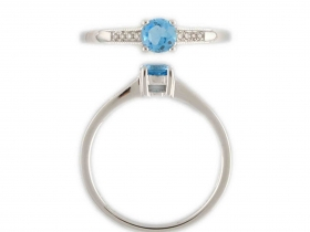 Prsten s diamantem, bílé zlato briliant, modrý topaz (blue topaz) 3861564-0-54-93