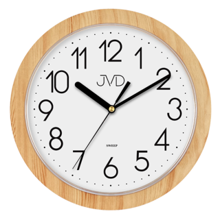 Nástěnné netikající tiché hodiny JVD quartz H612.18 imitace dřeva světlé