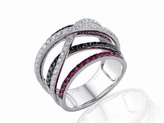 Luxusní mohutný prsten z bílého zlata s rubíny a diamanty vel. 56 3861497-0-56-9