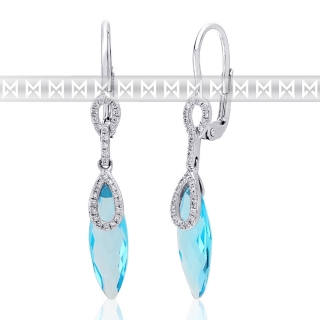 Diamantové náušnice, bílé zlato briliant, modrý topaz (blue topaz) 3880382