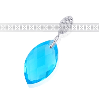 Přívěsk s diamantem, briliant, modrý topaz (blue topaz) - mohutný modrý topaz