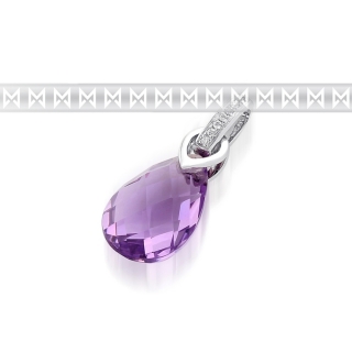 Přívěsek s diamantem, bílé zlato briliant, ametyst fialový 3870783-0-0-95