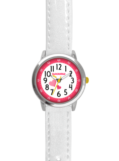 CLOCKODILE Náramkové bílé třpytivé dívčí dětské hodinky HEARTS CWG5067