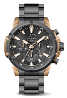 JVD Pánské černé vodotěsné ocelové náramkové hodinky (chronograf) JVD JC635.2