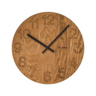 VLAHA Designové dřevěné hodiny OAK vyrobené v Čechách s černými ručkami ⌀34cm VCT1125