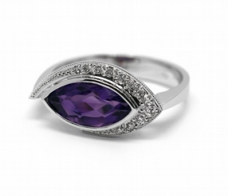 Diamantový prsten s brazilským ametystem (1,714ct) 585/3,75 gr J-22462-13 POŠTOVNÉ ZDARMA!