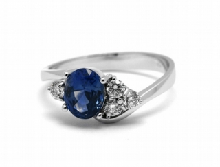 Luxusní diamantový prsten s modrým safírem 585/3,25 gr  J-21871-12 POŠTOVNÉ ZDARMA!