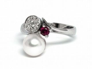 Luxusní prsten s perlou, rubínem a diamanty 585/2,84 gr J-21120-12 POŠTOVNÉ ZDARMA!