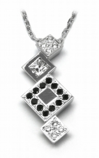 Zlatý diamantový náhrdelník s přírodními a černými diamanty 585/3,06gr J-20402-1