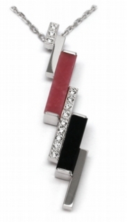 Zlatý diamantový náhrdelník s diamanty, rodonity, pleonasty 585/4,25gr J-20519-1 POŠTOVNÉ ZDARMA!
