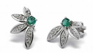 Zlaté náušnice s kolumbijskými smaragdy a diamanty 585/2,09 gr J-22557-13 POŠTOVNÉ ZDARMA!