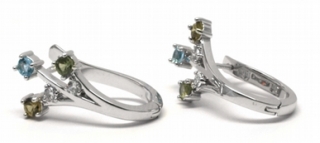 Luxusní náušnice s přírodními vzácnými akvamaríny a diamanty 585/3,40gr J-20351- POŠTOVNÉ ZDARMA!