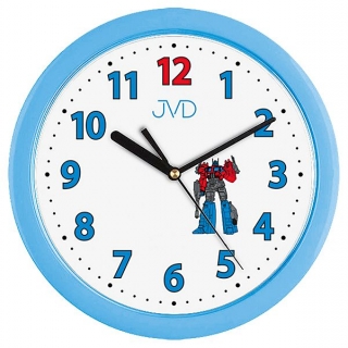 Modré dětské nástěnné hodiny JVD H12.6 s transformers autobotem
