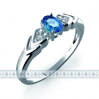 Klenoty Budín Zásnubní diamantový prsten s blue topaz 0,30ct, 6ks diamantů vel.57 3860450