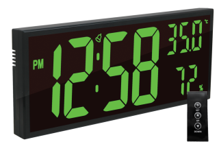 JVD Digitální černé nástěnné hodiny s LED podsvícením zelené číslice JVD DH309.3