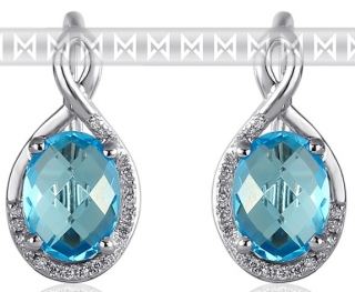 Luxusní zlaté diamantové náušnice s diamanty, pravými modrými topazy 3881054 POŠTOVNÉ ZDARMA!