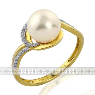 Zásnubní diamantový prsten s bílou perlou GEMS diamonds, žluté zlato 3810943 POŠTOVNÉ ZDARMA!