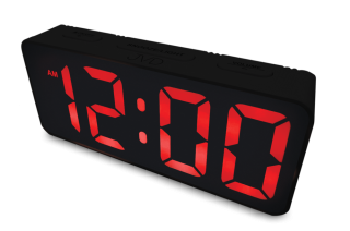 JVD Digitální černý moderní budík do el. sítě JVD SB524.2 s červenými LED číslicemi