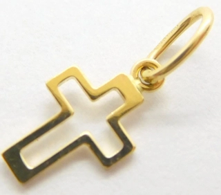 Klenoty Budín Dámský zlatý přívěsek křížek ze žlutého zlata 585/0,16gr 01208