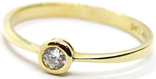 Klenoty Budín Zásnubní dámský zlatý prsten se zirkonem 585/1,24gr vel. 53 HK1259